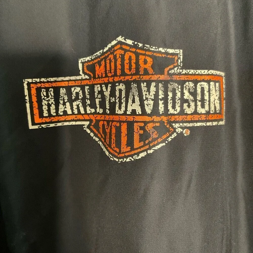 Harley Davidson Winged Graphic Men's‎ XL Black Nylon Windbreaker Rain Jacket